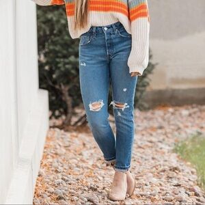 Levi’s 501 Destructed High Rise Skinny Jeans Sz 31‎